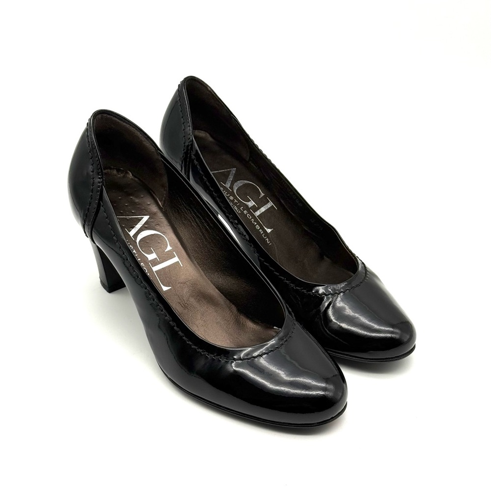 AGL Attilio Giusti Leombruni Patent Leather Heel Round Toe EU 37.5 US 7.5